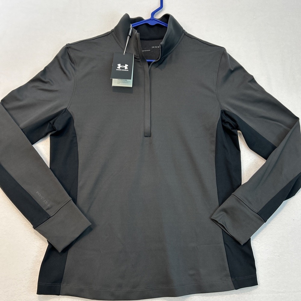 Under Armour Storm Thrive Womens 1/2 Zip Fleece Golf Shirt Jet Grey L NEW